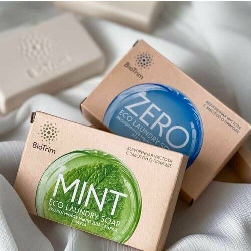 Экологичное мыло BioTrim Eco Laundry Soap MINT для стирки с запахом мяты+Zero без запаха
