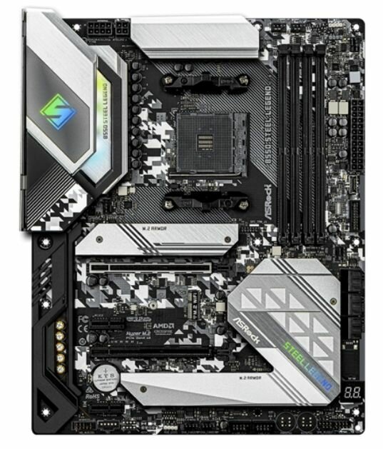 Материнская плата ASRock B550 Steel Legend (B550 Steel Legend) - AM4, AMD B550, 4хDDR4-3200 МГц, 2хPCI-Ex16, 2хM.2, Standard-ATX