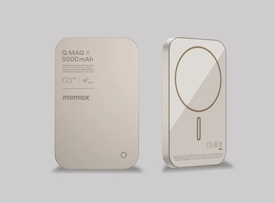 Внешний аккумулятор Momax с беспроводной зарядкой, 5 000 мАч, Qi/PD20, Natural Titanium — фото 1