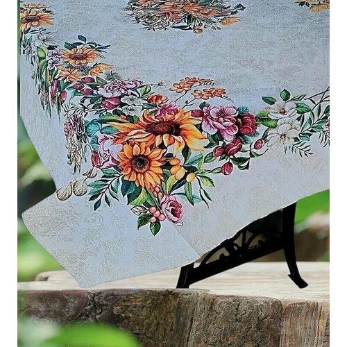 Скатерть на стол Laid Table клеенка для кухни 120x150, тканевая основа, водоотталкивающая плотная