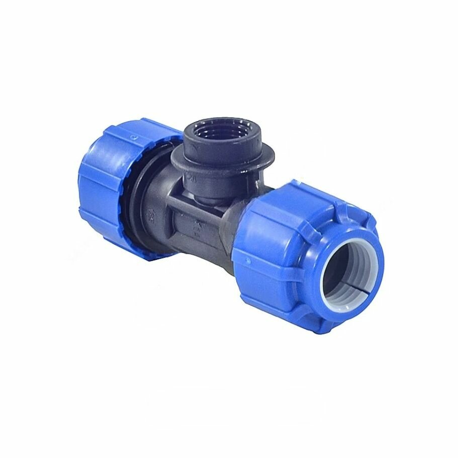 Тройник компрессионный ПЭ Дн 25х1/2"х25 ВР Ру16 тпк-аква 52251225 — фото 1