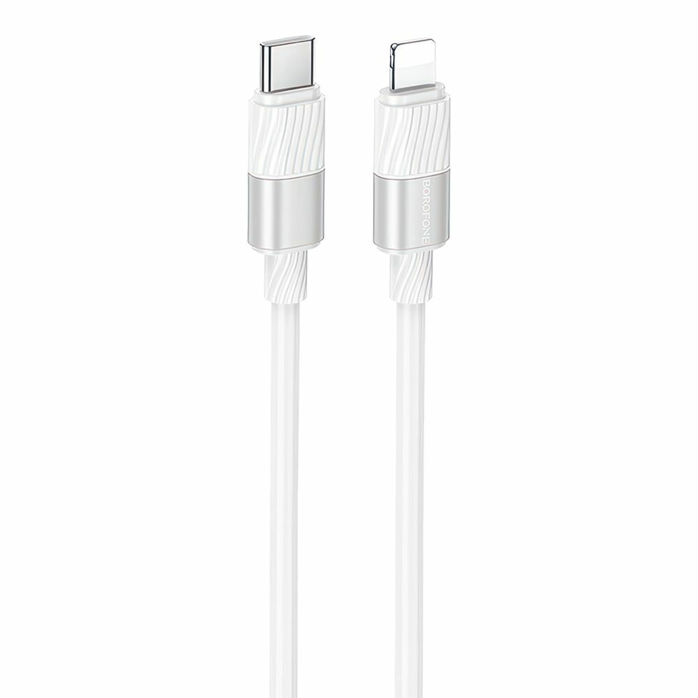USB-C кабель BOROFONE BX106 Charge Lightning 8-pin 3А PD27W 1м PVC (белый)