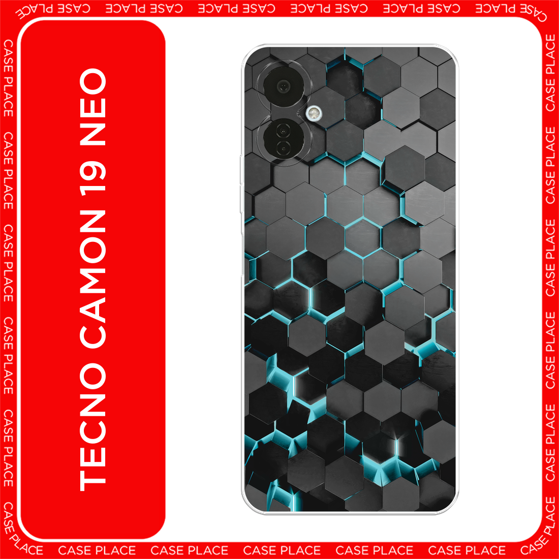 Чехол на Tecno Camon 19 Neo / Техно Камон 19 Нео с принтом Соты бирюзовые