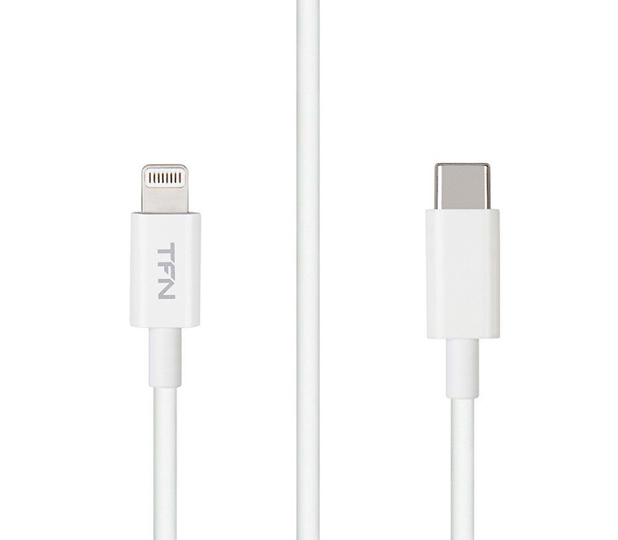 Кабель TFN USB-С - Lightning, TPE оплетка, 1 м, белый
