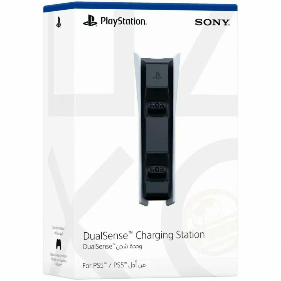 Sony Зарядная станция DualSense на два геймпада для PS5 (CFI-ZDS1) белый/черный — фото 1