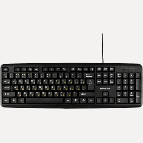 Изображение товара Клавиатура Гарнизон GK-100L полноразмерная 104кл защита от брызг 1.8м черная