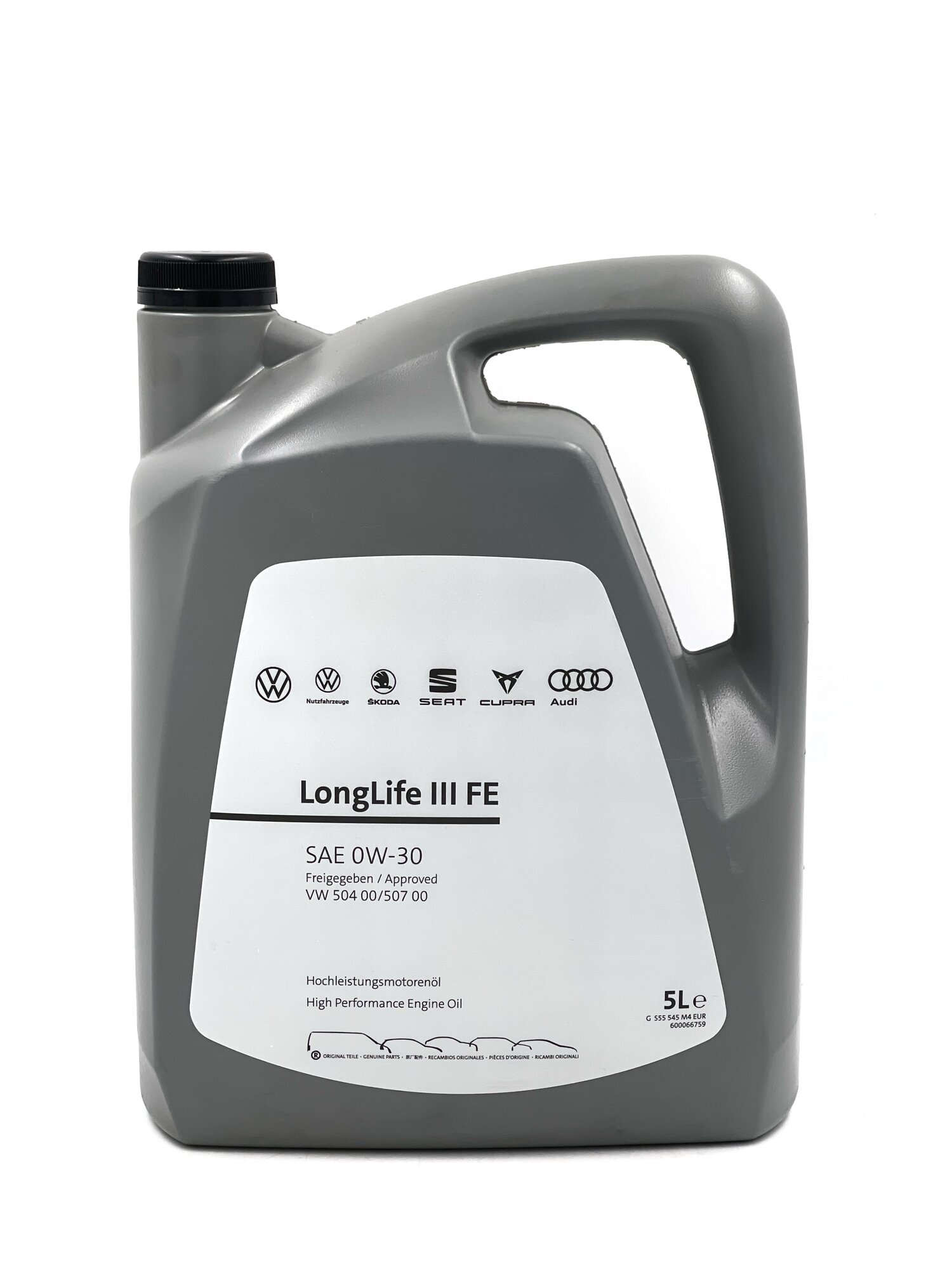 Моторное масло VOLKSWAGEN Longlife III FE 0W-30, 5 литров, Синтетическое