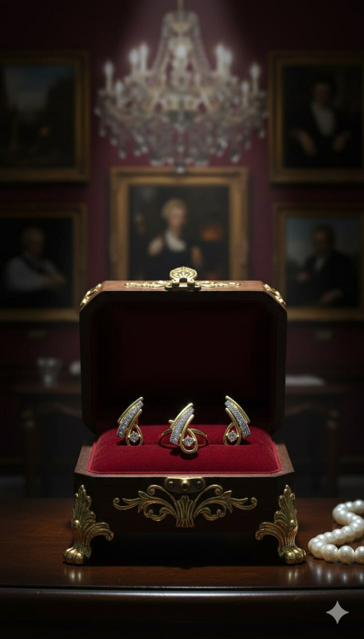 Комплект бижутерии: серьги, кольцо, Swarovski Zirconia