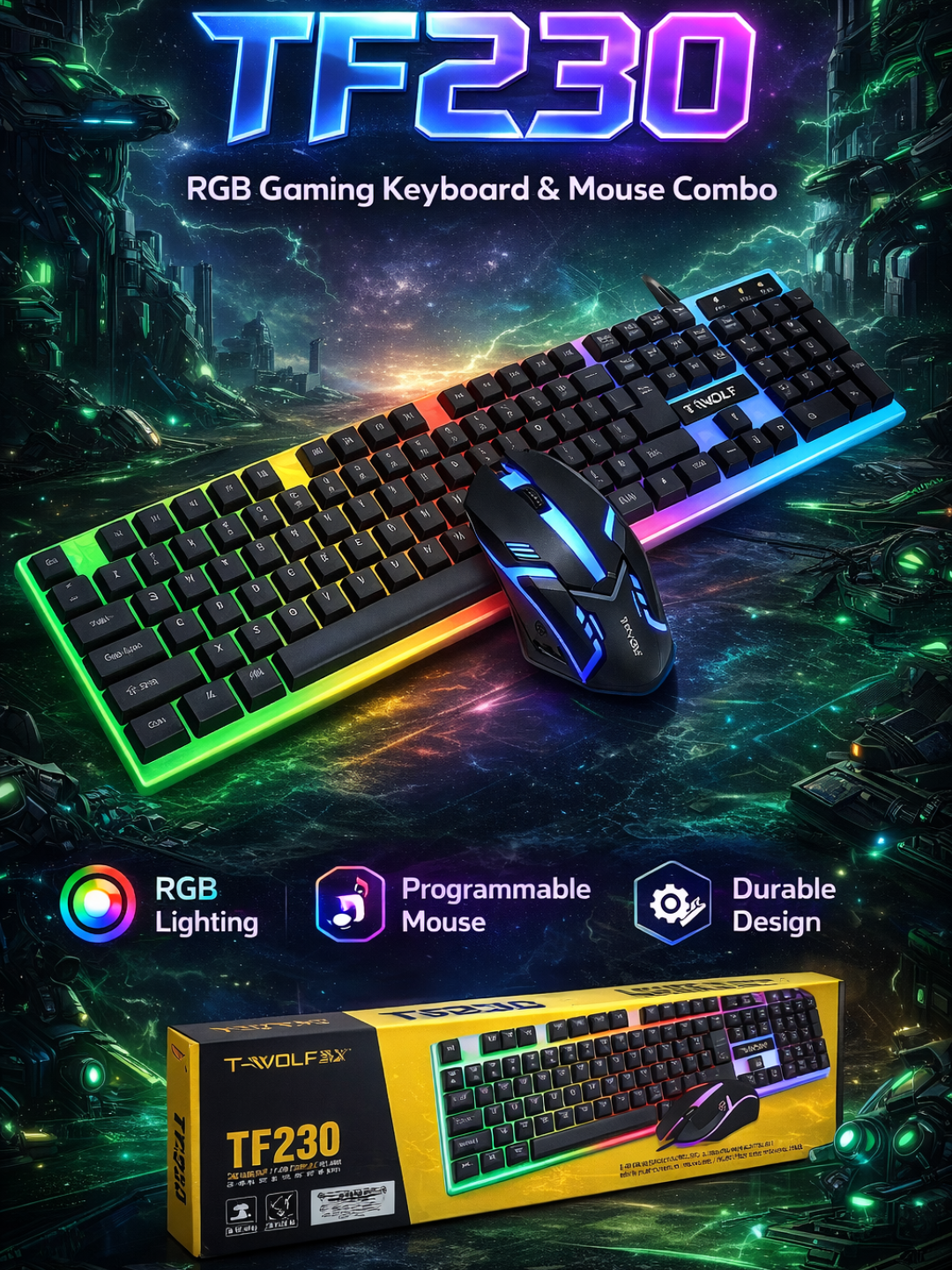 Игровая клавиатура TF230 — удобная модель с быстрым откликом клавиш и современным дизайном для комфортной игры