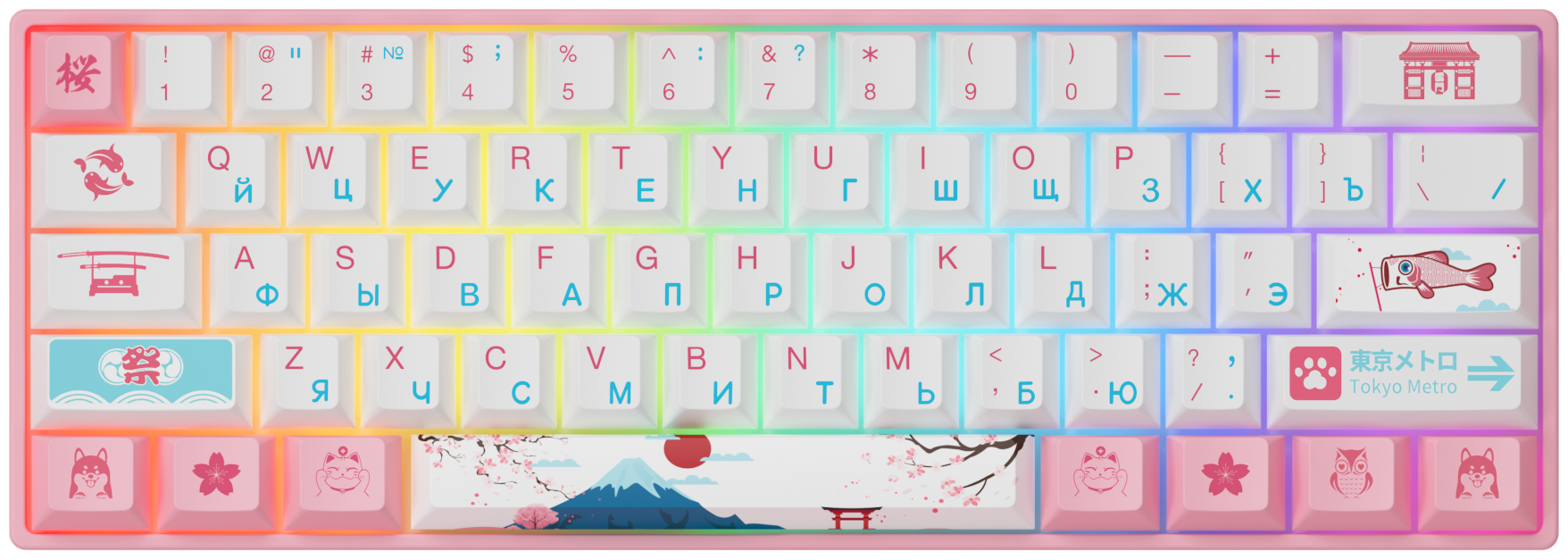 Игровая механическая клавиатура AKKO 3061 World Tour Tokyo R2 (Rus), CS Jelly Pink