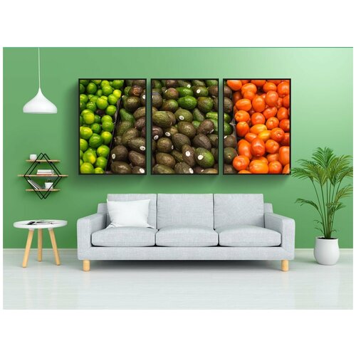 фото Набор модулных постеров для интерьера "еда, зеленый, овощ" 60x90 см. в тубусе, без рамки lotsprints