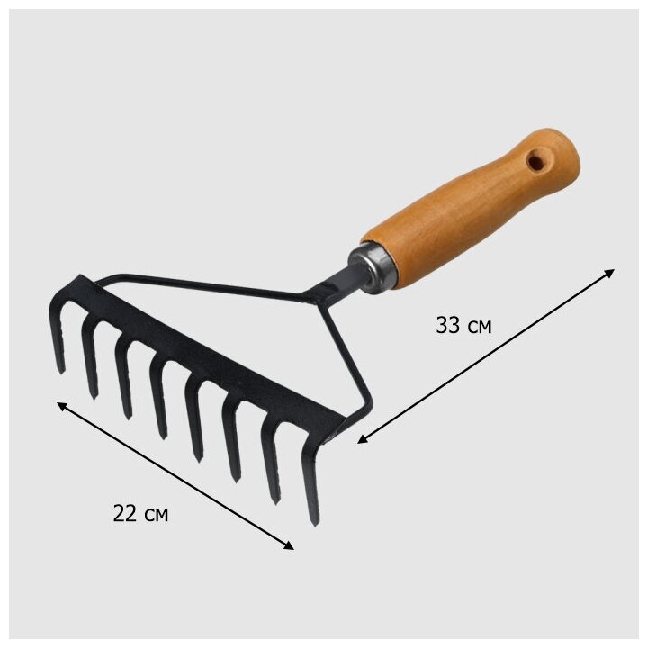 Грабли садовые 8-ми зубые прямые с деревянным черенком `урожайная сотка` Эксперт - фотография № 2