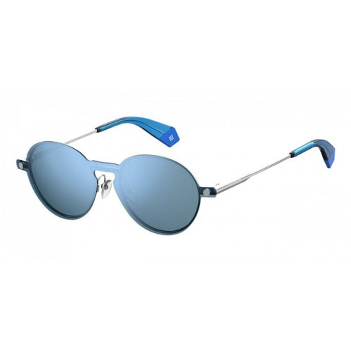 фото Солнцезащитные очки polaroid, овальные, оправа: металл, поляризационные, синий