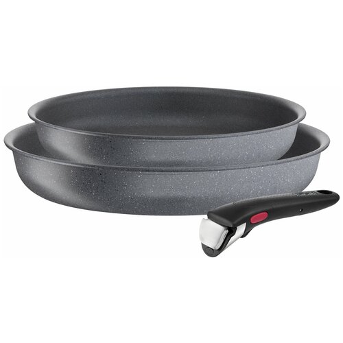 Набор посуды со съемной ручкой Tefal Ingenio Natural Force L3969202, 3 предмета 22/26 см, серый