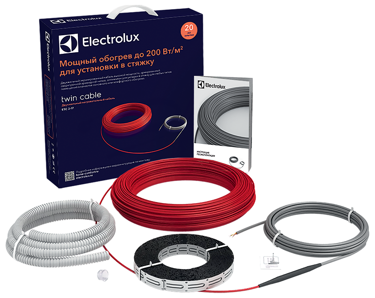 12-15 м2. Комплект теплого пола (кабель) Electrolux ETC 2-17-200