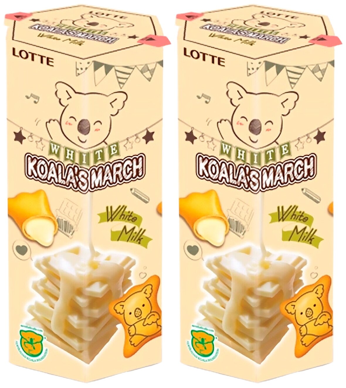Печенье подушечки Lotte Koala's March White Milk с мочно-сырной начинкой (2 шт. по 37 гр.) - фотография № 1