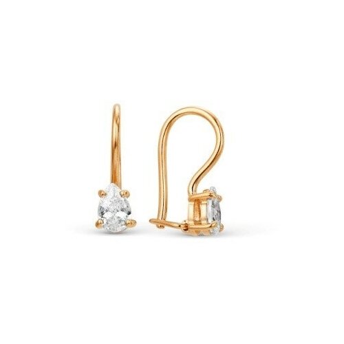 С-00068 ,Серьги c бесцветным фианитом, цвет-розовый, металл-серебро