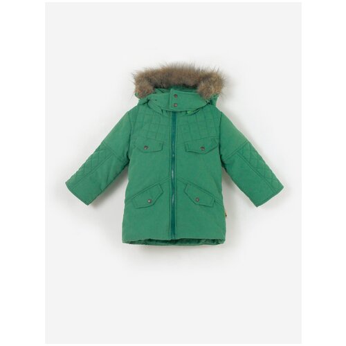 фото Парка даримир, демисезон/зима, удлиненная, съемный капюшон, размер 98, зеленый