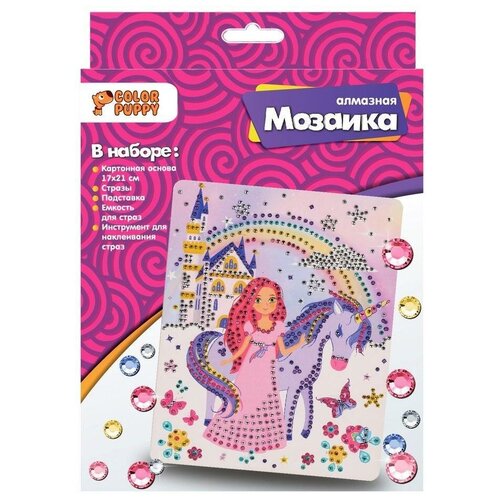 Набор д/творч. Алмазная мозаика «Принцесса с единорогом», 17*21см