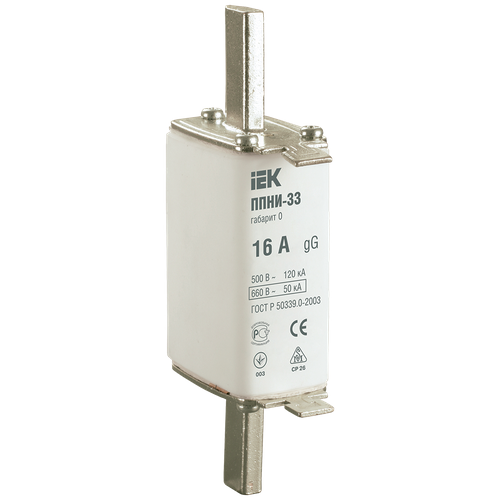 Вставка плавкая ППНИ-33 16А габарит 0 IEK DPP20-016 (1 шт.)