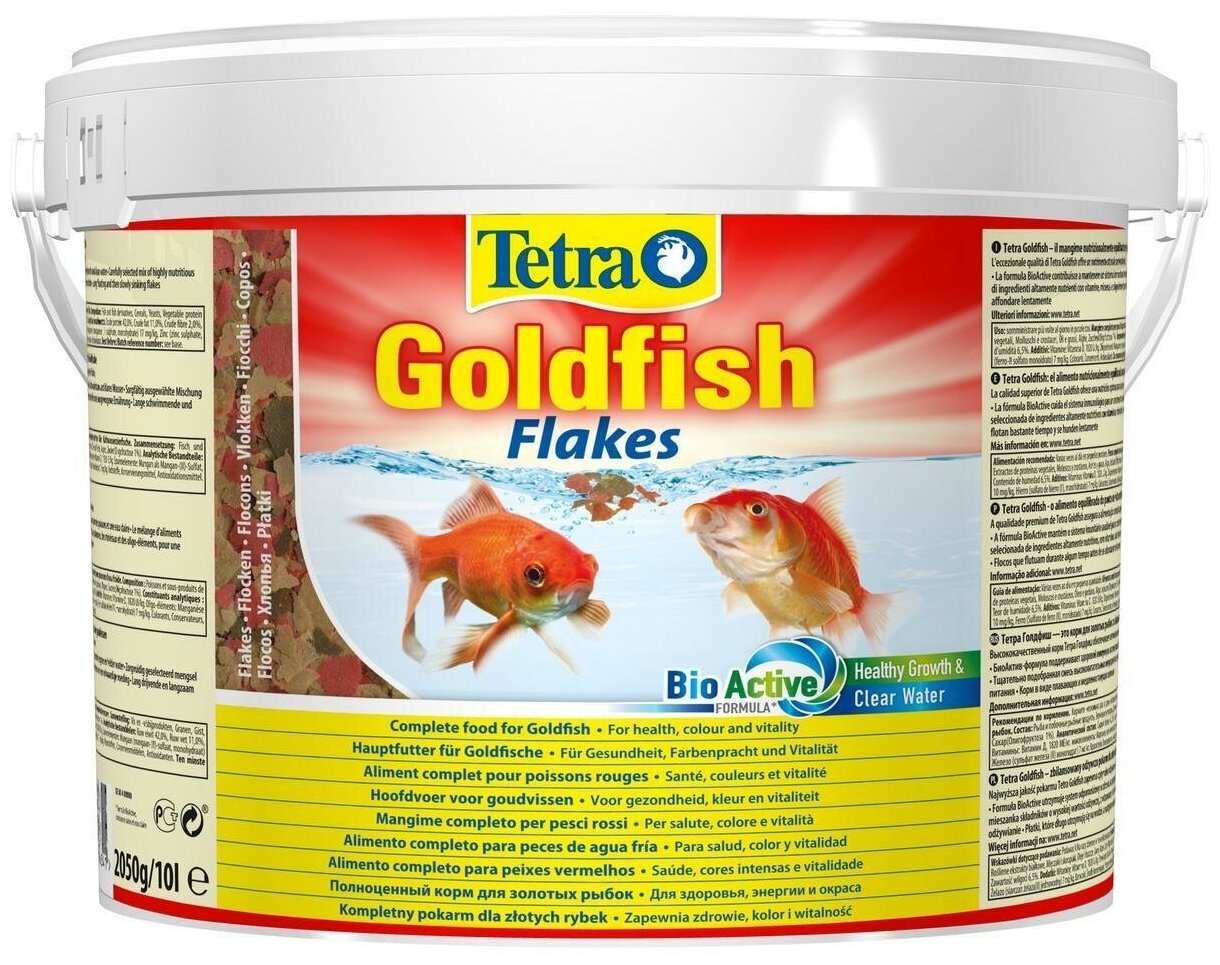 Tetra Goldfish Flakes корм в хлопьях для всех видов золотых рыбок (ведро), 10 л - фотография № 2