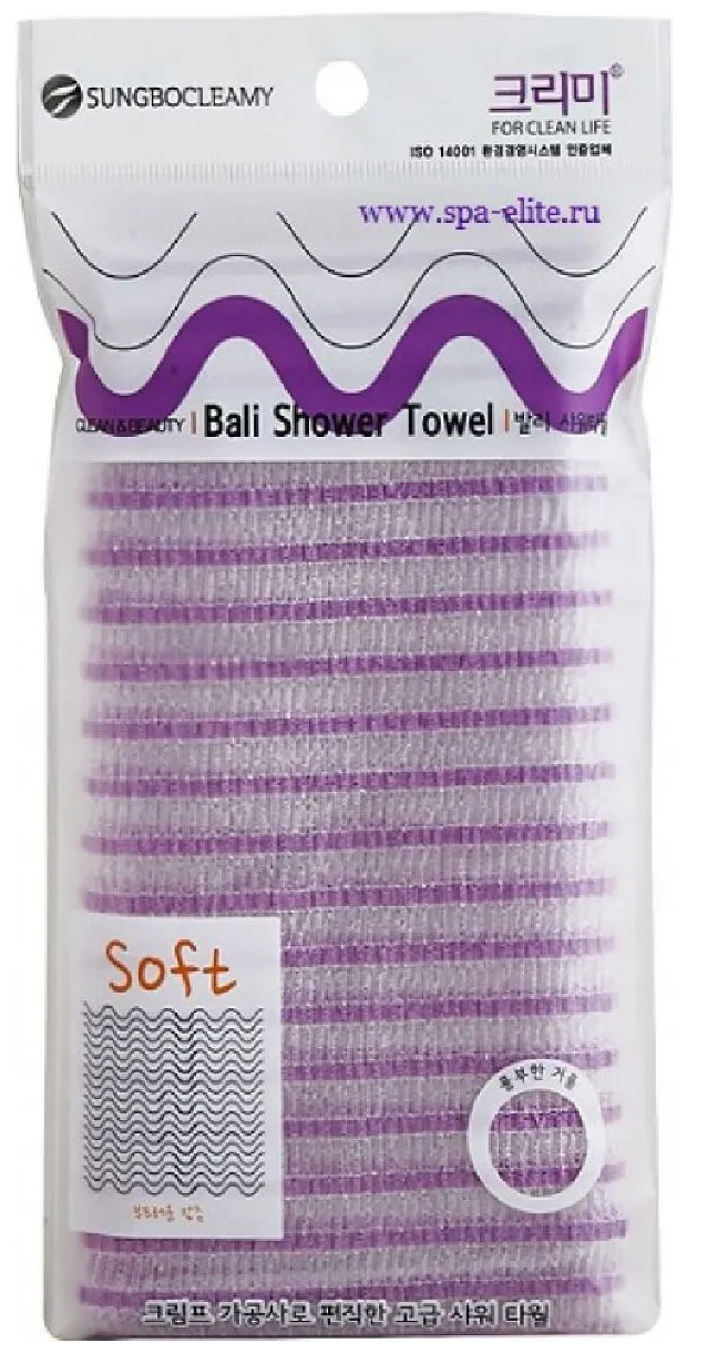 Мочалка средней жесткости с жаккардовой текстурой SungBo Cleamy Clean & Beauty Bali Shower Towel