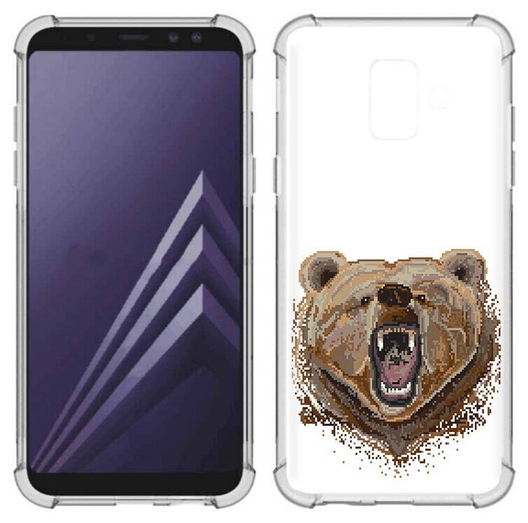 Чехол задняя-панель-накладка-бампер MyPads пиксельный медведь для Samsung Galaxy A6 (2018) SM-A600F противоударный
