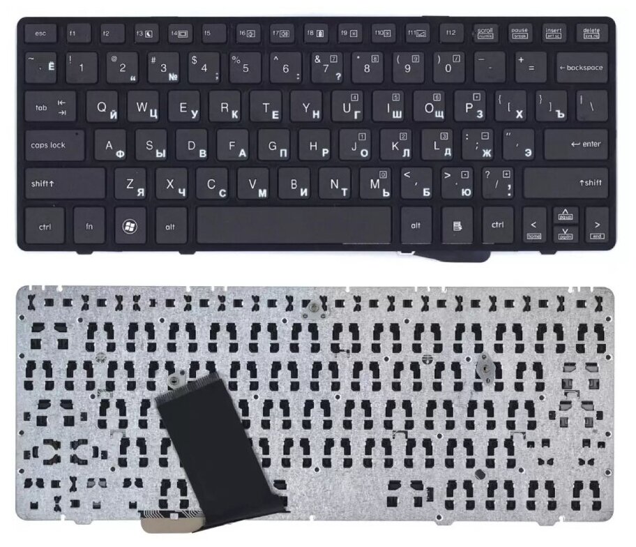 Клавиатура (keyboard) 6037B0055107 для ноутбука HP EliteBook 2560P, 2570P, черная с черной рамкой