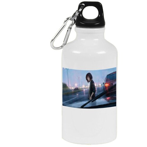 Бутылка с карабином CoolPodarok Аниме Девушка на дороге бутылка с карабином coolpodarok аниме девушка красит губы