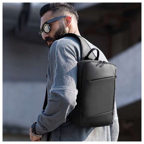 Рюкзак планшет Bange, фактура гладкая, черный