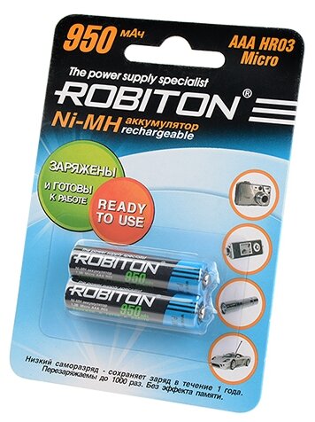 Аккумулятор Robiton AAA 950 mAh R2U (уп 2 шт) 4607075943308 .