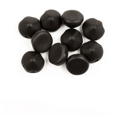 Стеклянные чешские бусины с двумя отверстиями, Tipp Beads, 8 мм, цвет Alabaster Metallic Black, 10 шт.