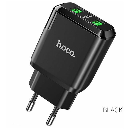Адаптер питания Hoco N6 Charmer dual port QC3.0 charger (2USB: 5V max 3.0A) 18W Черный сзу hoco n6 charmer dual port qc3 0 charger set type c черный