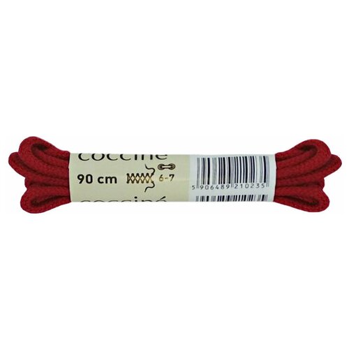 Шнурки хлопковые круглые тонкие Coccine, красный, 3 мм, 90 см