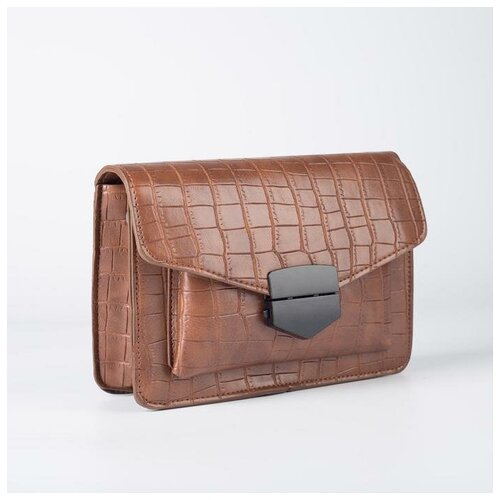 фото Сумка женская, отдел на клапане, длинный ремень, цвет коричневый mikimarket