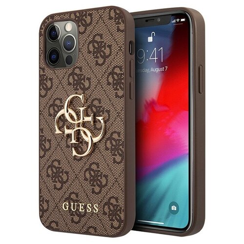 фото Guess чехол guess 4g big metal logo hard для iphone 12 | 12 pro, коричневый