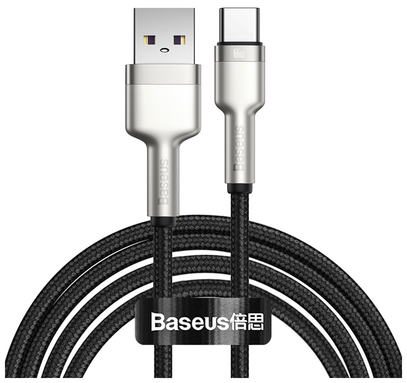 Кабель Baseus Cafule Series Metal Data USB — кабель USB Type C 66 Вт, 2 м, Черный (CAKF000201)