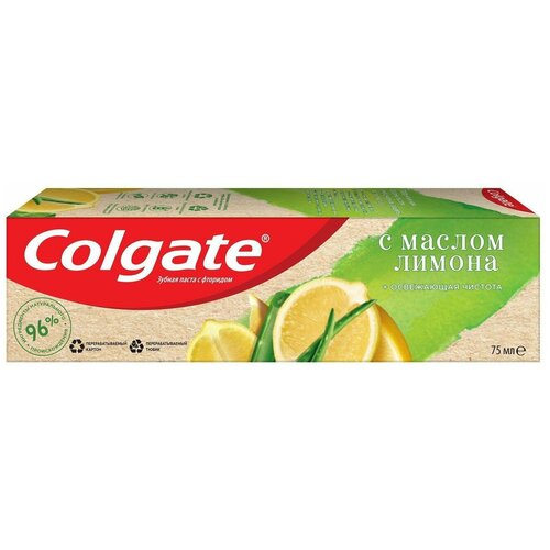 Зубная паста Colgate Naturals Освежающая чистота с маслом лимона, 75 мл, 450 г, 6 шт., зеленый