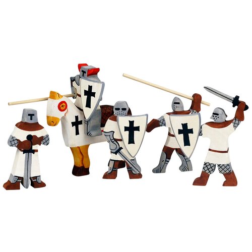 Набор деревянных игрушек из 6-ти фигур Крестоносцы ручная работа