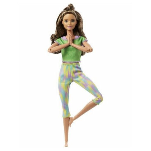 фото Куклы и пупсы: кукла барби йога брюнетка в зеленом топе - безграничные движения, mattel