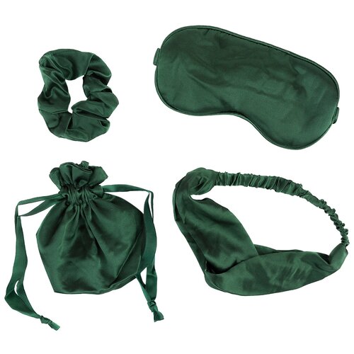 маска для сна и резинка резинка для волос classic terracotte от celena store Дорожный набор Kawaii Factory, 4 предмета, зеленый