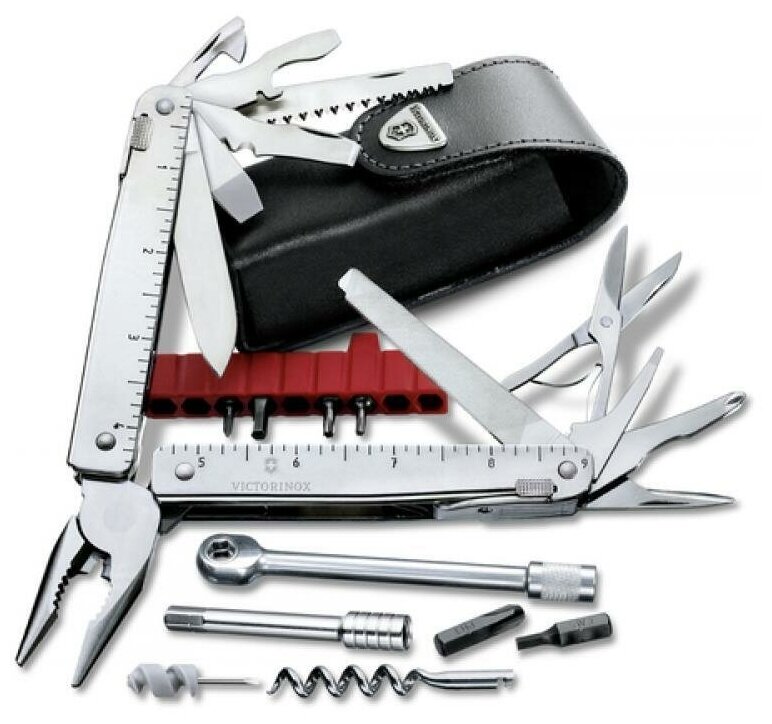 Мультитул Victorinox SwissTool X Plus Ratchet, 115 мм, 40 функций, кожаный чехол