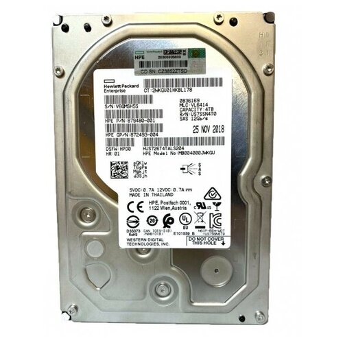 4 ТБ Внутренний жесткий диск HP 872487-B21 (872487-B21) 4 тб внутренний жесткий диск hp 724437 b21 724437 b21