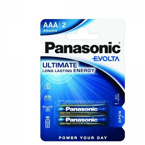 Батарейка щелочная Panasonic Evolta, LR03 (AAA), 1,5 В, 2 штуки элементы питания panasonic lr6 evolta bl 2 батарейка 2 шт