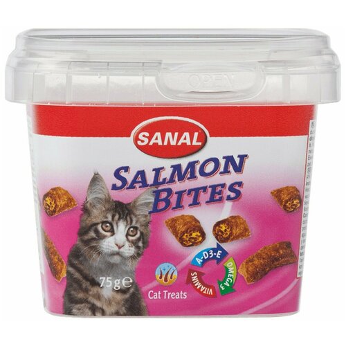 Лакомство для кошек и котят SANAL Salmon Bites с паштетом из лосося, 75 g