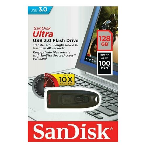 Флеш-диск 128 GB, комплект 5 шт, SANDISK Cruzer Ultra, USB 3.0, черный, SDCZ48-128G-U46