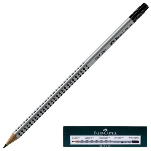 Комплект 8 штук, Карандаш чернографитный Faber-Castell GRIP 2001, НВ, с ласт /117200 карандаш чернографитный faber castell 1 шт grip 2001 нв трехгранный 117000