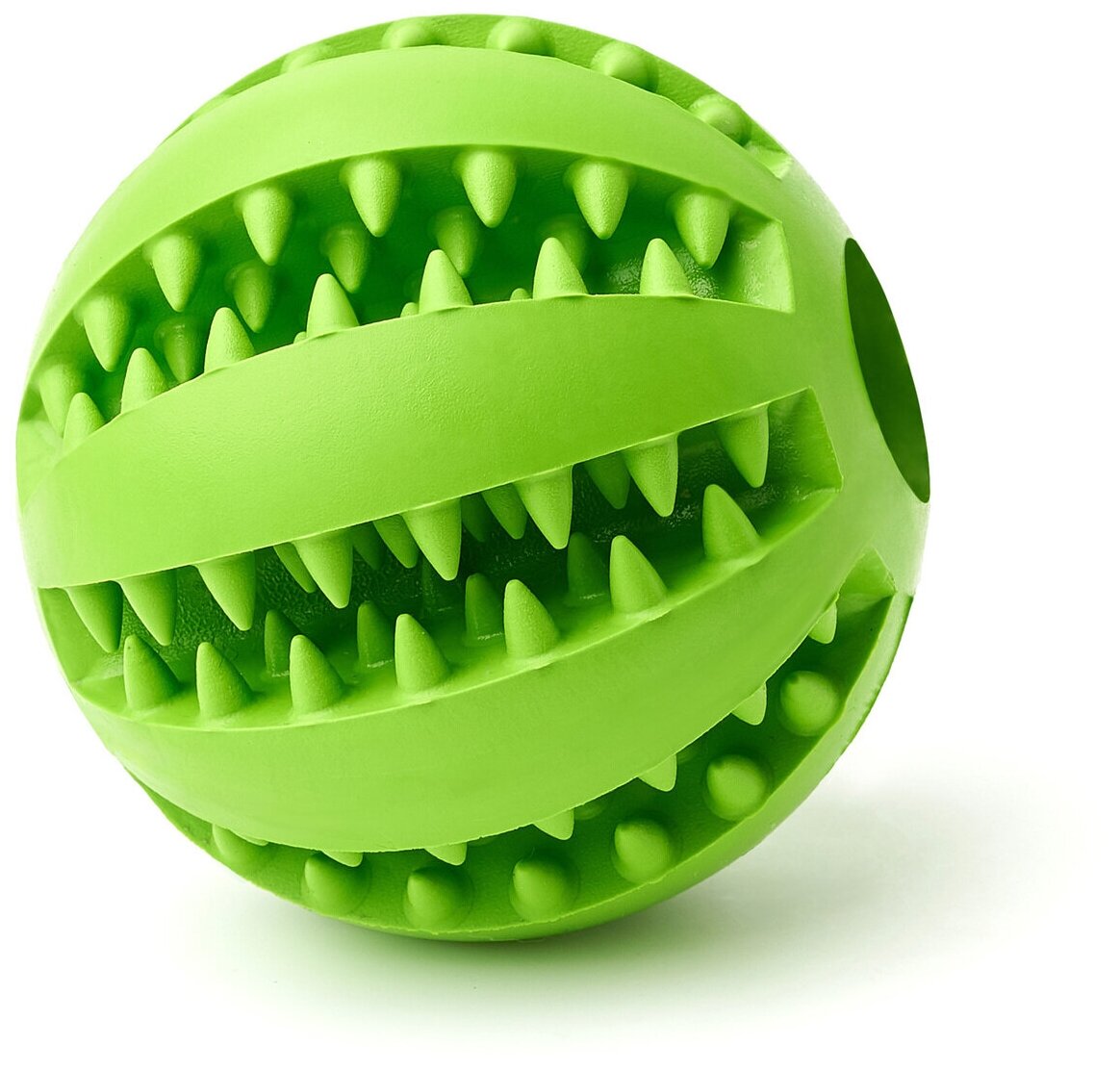 Игрушка мяч для собак резиновый неубиваемый "Чистые Клыки", "Играй Гуляй", со вкусом мяты, цвет: зелёный, диаметр 7 см - фотография № 1