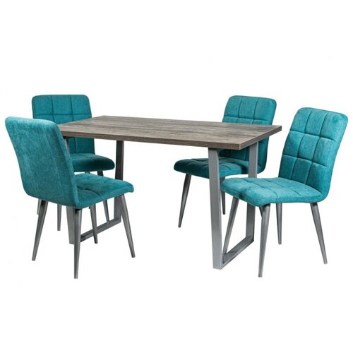Обеденная группа (Стол Патика и 4 стула Даллас), ткань Канди Аквамарин