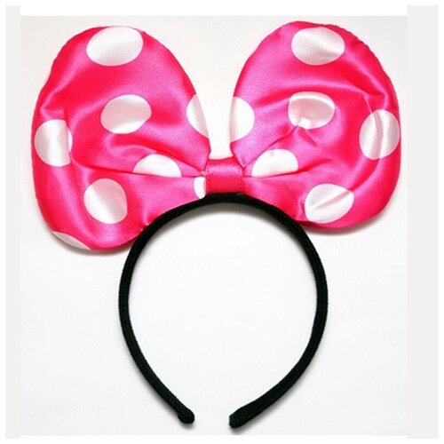 фото Карнавальный ободок с бантом в горошек размер малый цвет ярко - розовый маски - карнавал